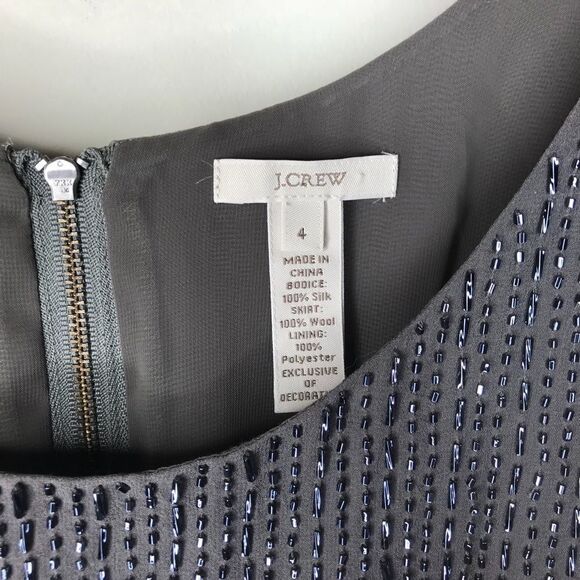 J. Crew Sz 4 Silk Detail Wool Career Dress - Picture 3 of 6